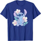 Disney Lilo & Stitch Cute Face Hawaiian Flowers Portrait T-Shirt - T-Shirt | Royal
