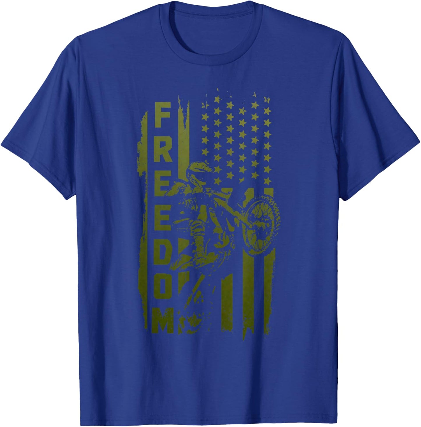 Dirt Bike Freedom American Flag MX Patriotic Motocross Kids Men T-Shirt - T-Shirt | Royal