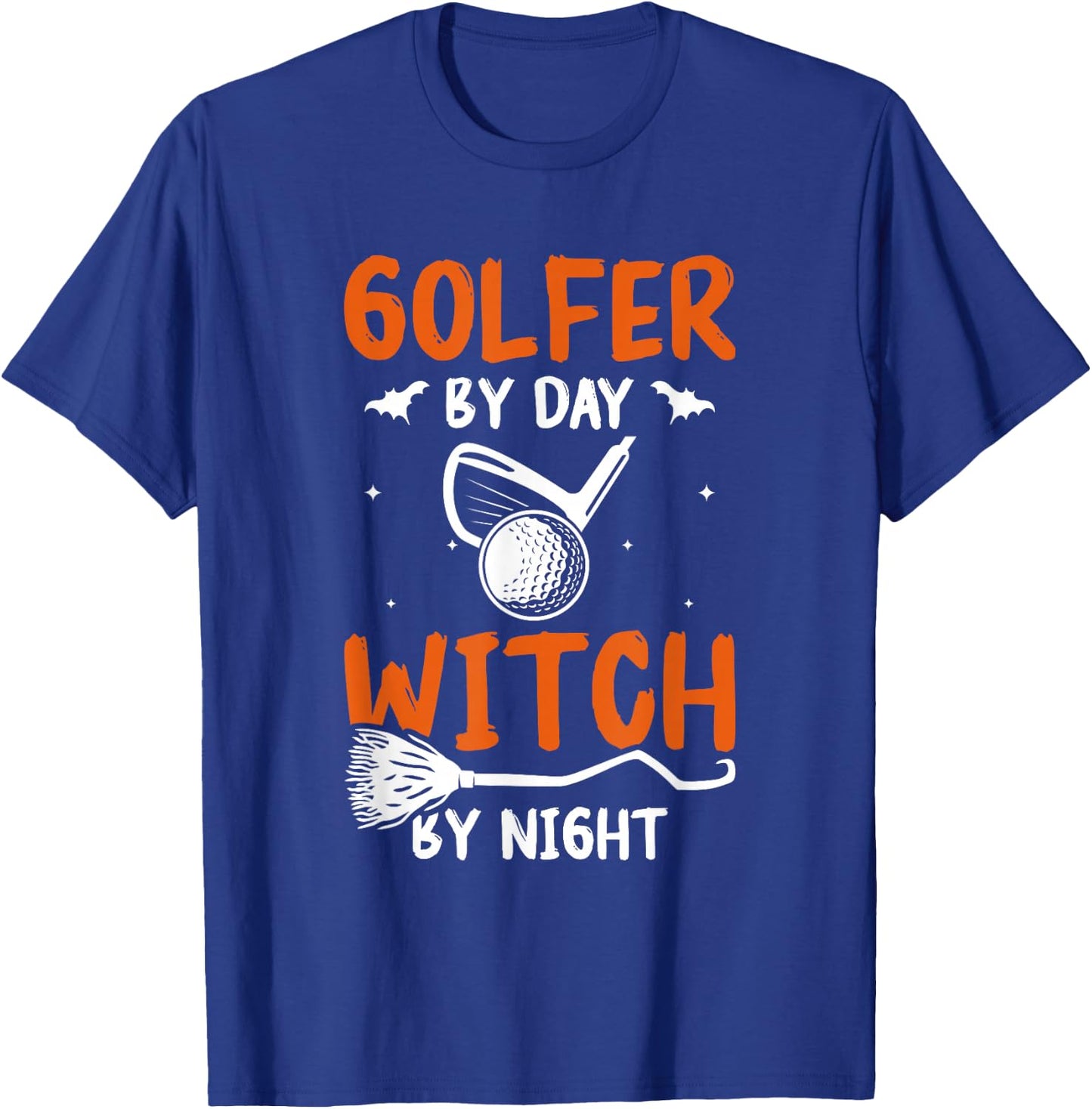 Golfer By Day Witch By Night Golf Golfing Halloween T-Shirt - T-Shirt | Royal