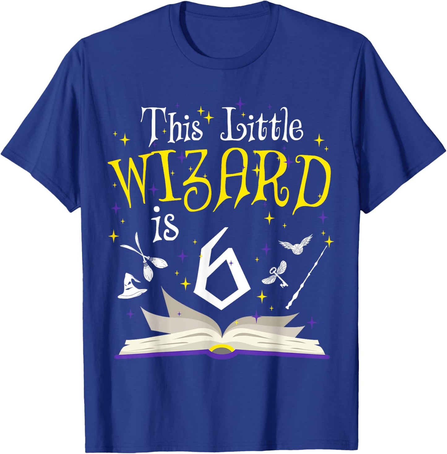 6th B-Day Magic Wizard 6 Year Old Birthday Matching Family T-Shirt - T-Shirt | Royal