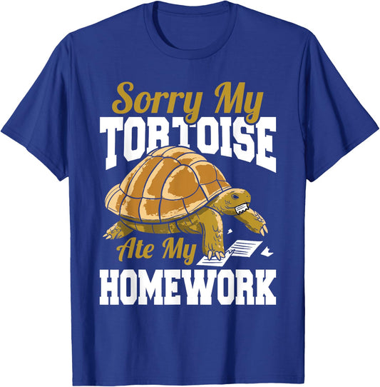 Sorry My Tortoise Ate My Homework School Reptile Kids T-Shirt - T-Shirt | Royal