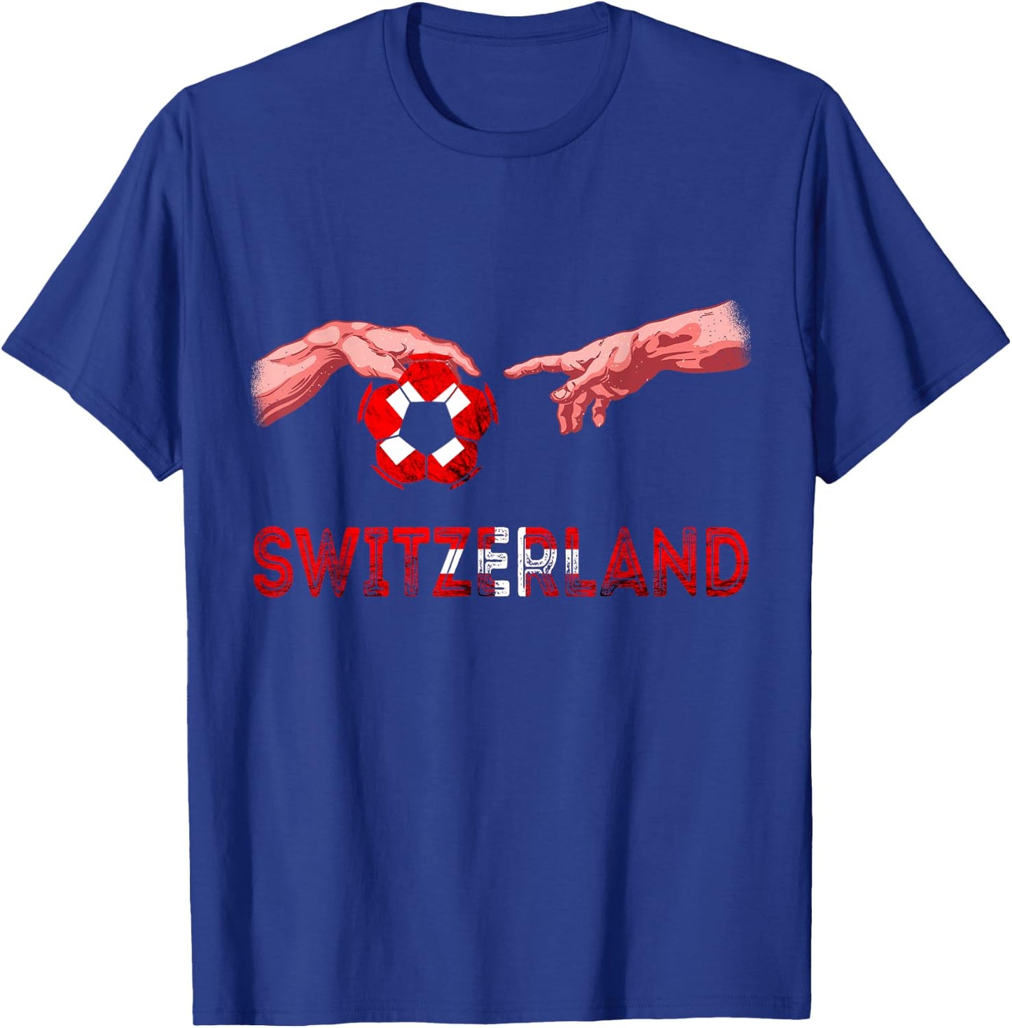 Switzerland Flag Reaching Hands Swiss Football Team T-Shirt - T-Shirt | Royal