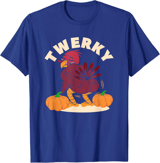 Twerky Turkey Butt Funny Thanksgiving Twerk Dab Dance T-Shirt - T-Shirt | Royal
