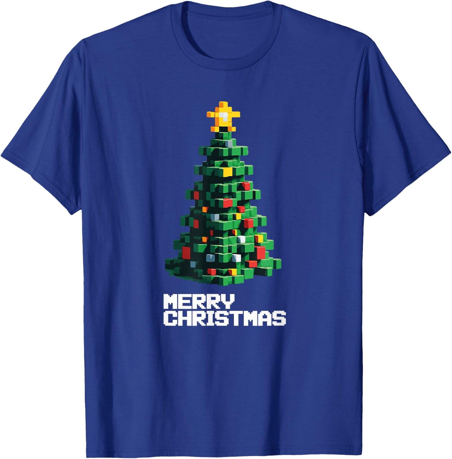 Santa's Christmas Tree Gamer Ugly Xmas Sweater 8-BIt Gaming T-Shirt - T-Shirt | Royal