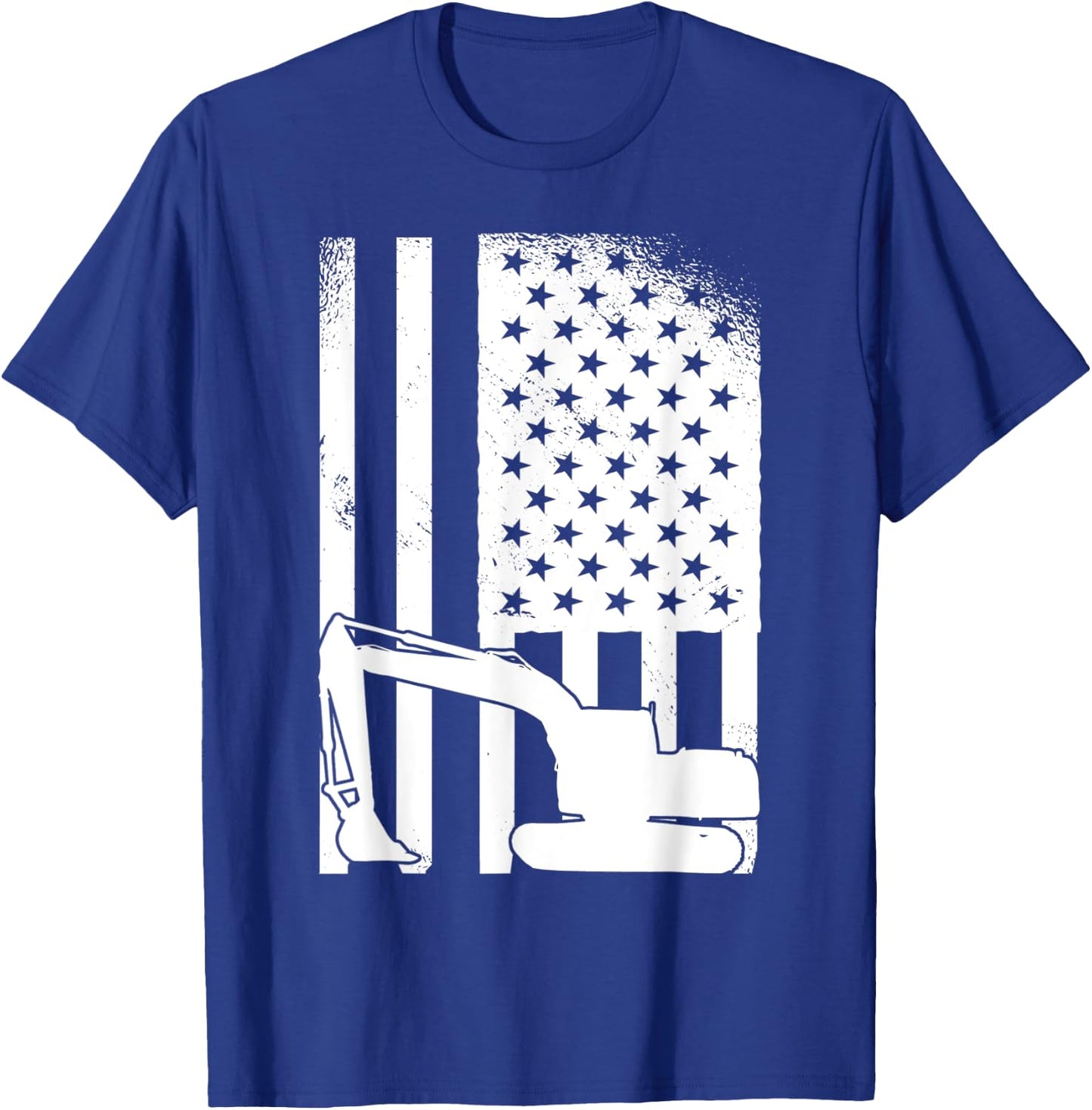 Excavator Toys and Accessories - American Flag Digger T-Shirt - T-Shirt | Royal