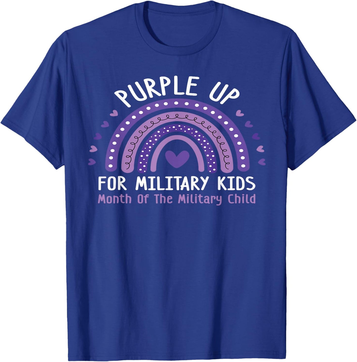 Military Children Month Rainbow Purple Up For Military Kids T-Shirt - T-Shirt | Royal