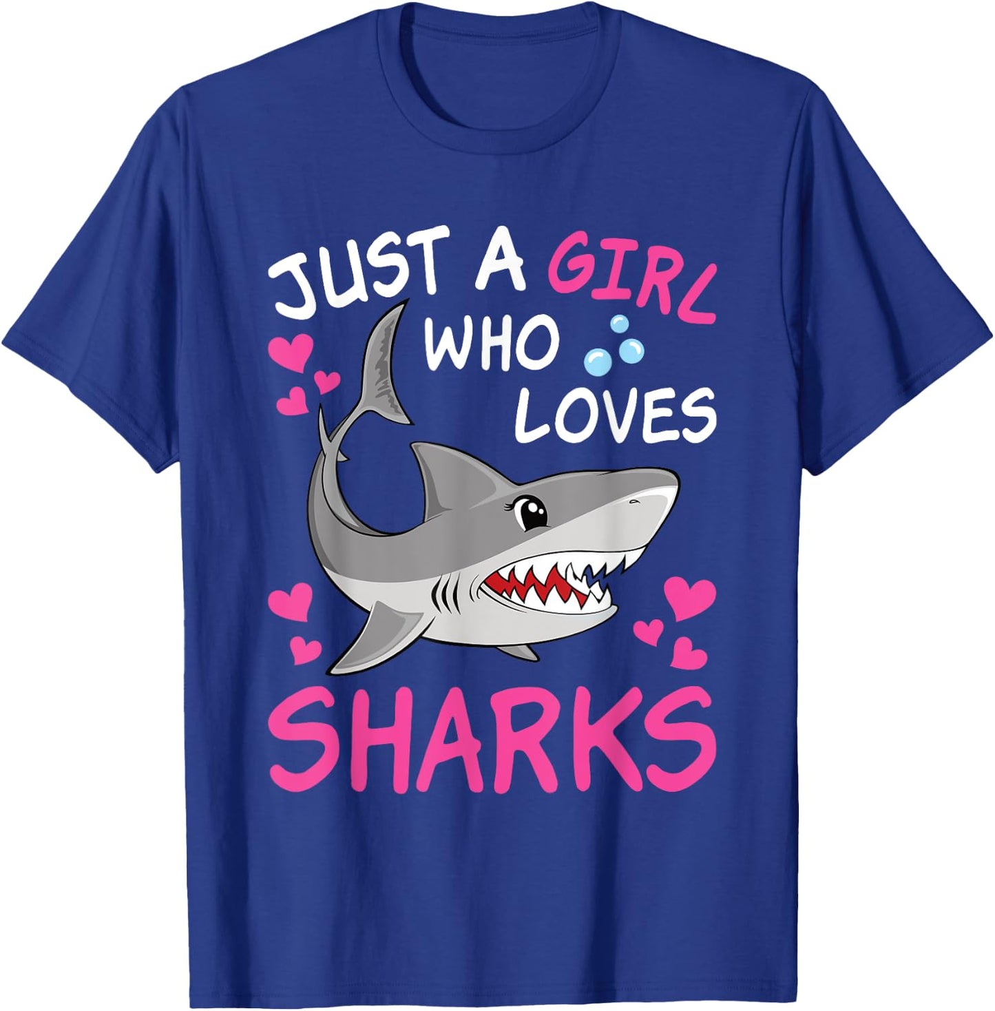 Just A Girl Who Loves Sharks Funny Ocean Animal Shark Kid T-Shirt - T-Shirt | Royal