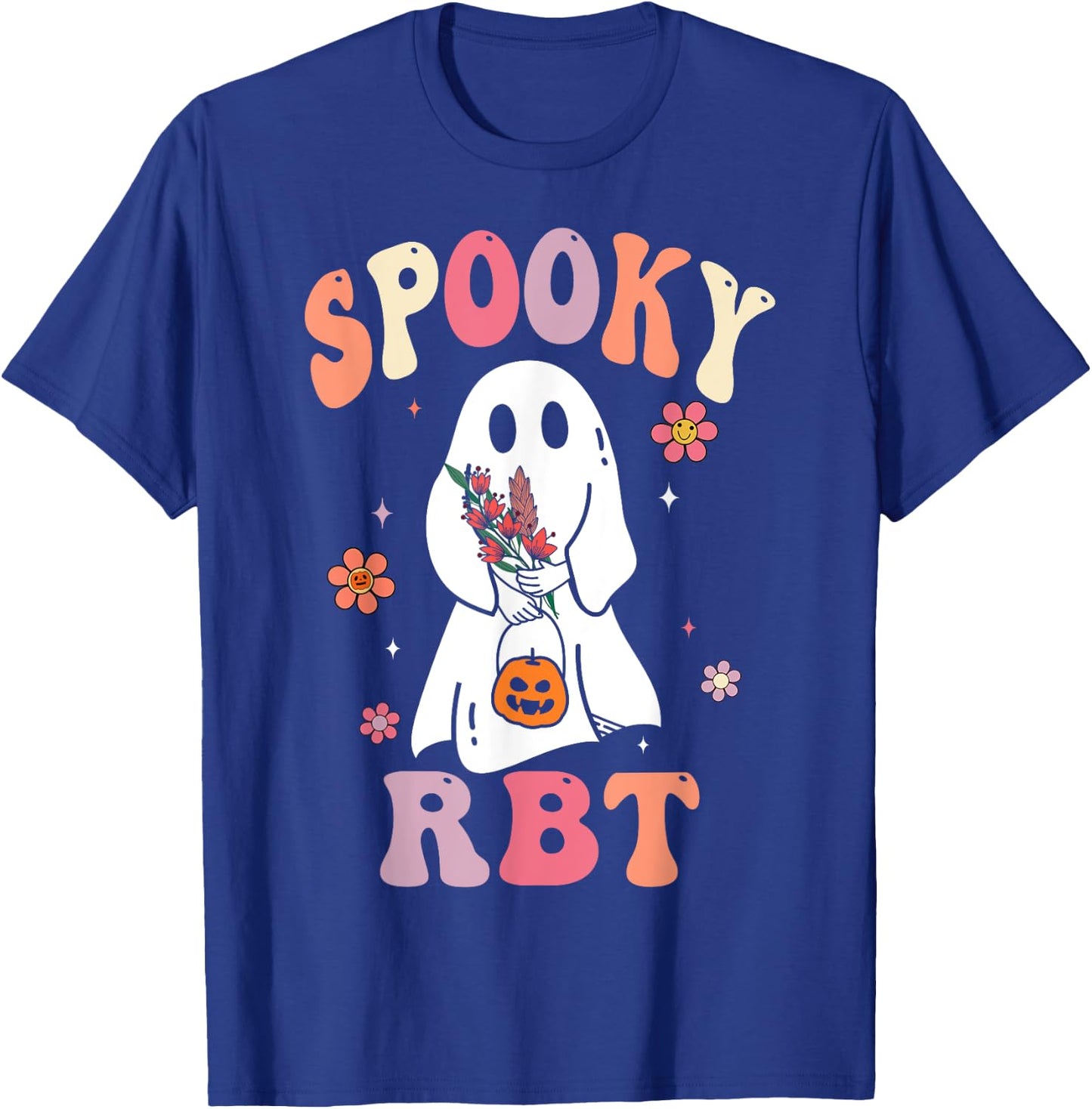 Retro Spooky Rbt Behavior Technician Halloween Rbt Therapist T-Shirt - T-Shirt | Royal