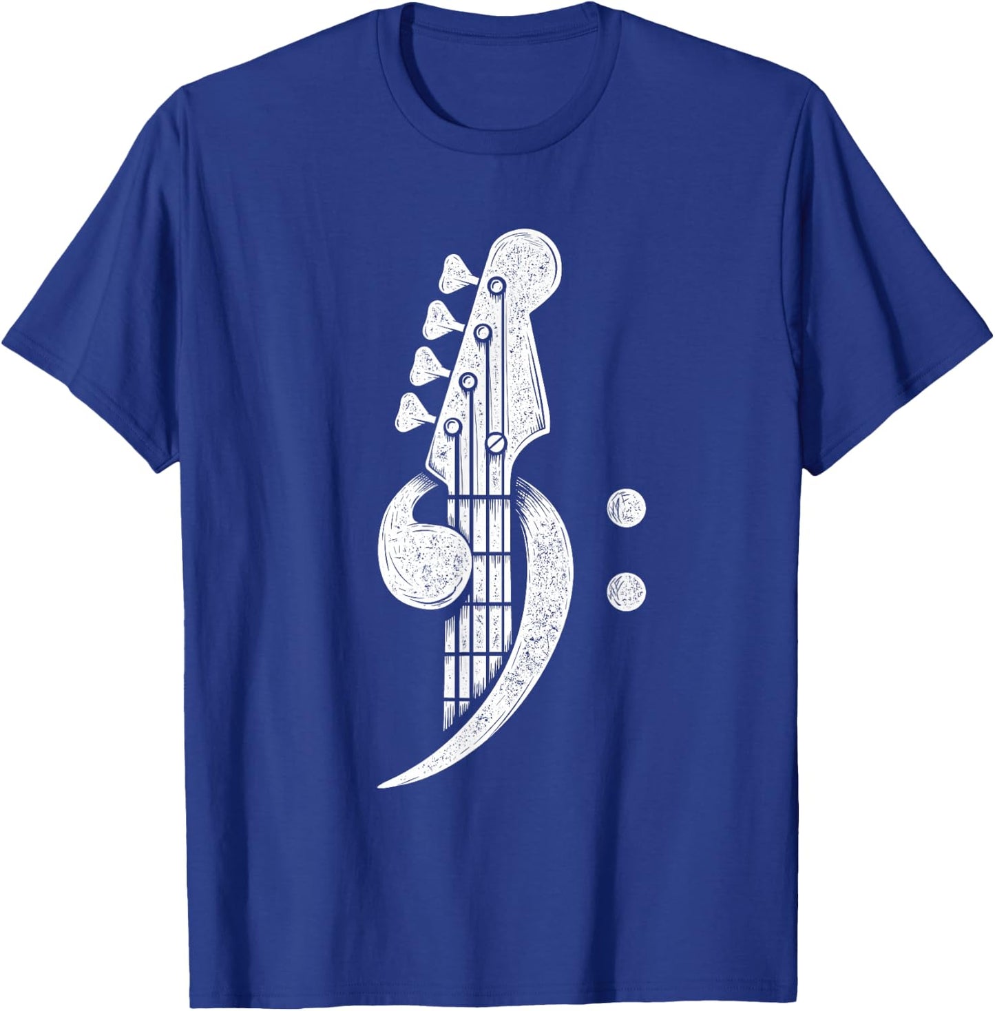 Bass Cleff - Headstock Bassist Bass Guitar Musician Music T-Shirt - T-Shirt | Royal