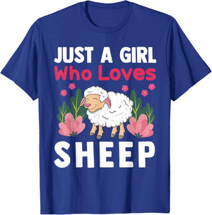 Cute Sheep Art For Sheep Lover Women Girls Kids Farm Animal T-Shirt - T-Shirt | Royal
