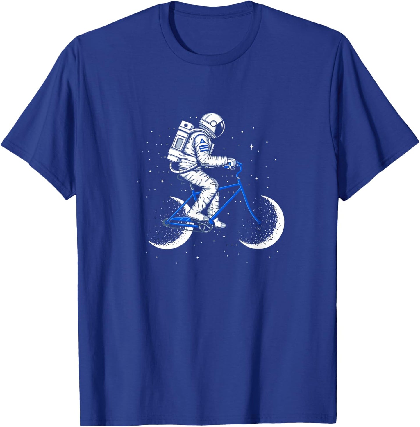 Moon Cycle Astronaut on Bicycle Space Galaxy T-Shirt - T-Shirt | Royal