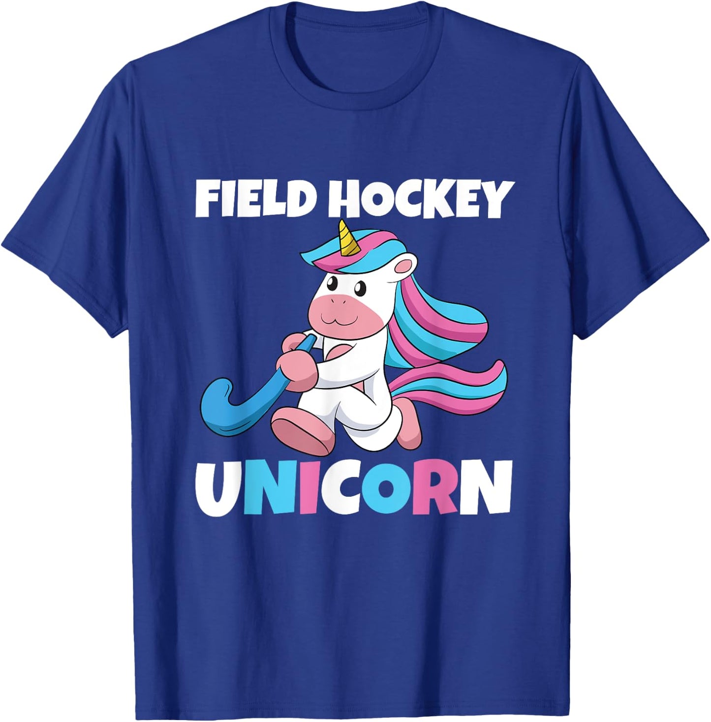 Field Hockey Unicorn Scoring Sports Assists Goalkeeper T-Shirt - T-Shirt | Royal