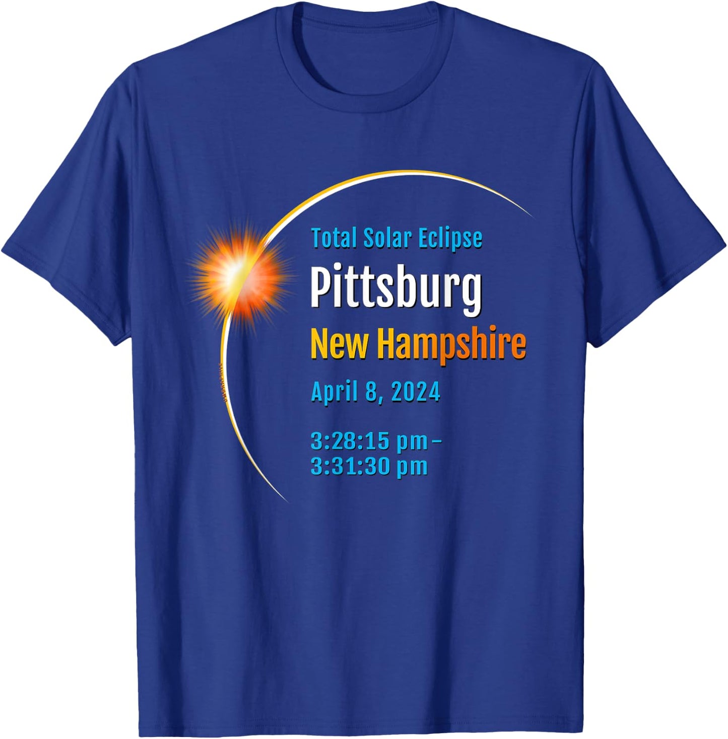 Pittsburg New Hampshire NH Total Solar Eclipse 2024 :: 1 :: T-Shirt - T-Shirt | Royal