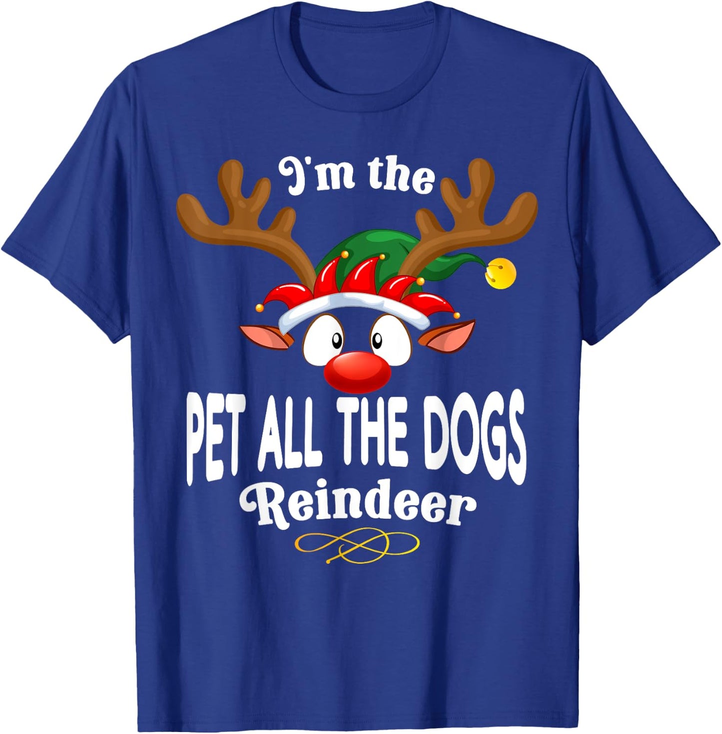 Christmas PJS Pet all the dogs XMas Reindeer Matching T-Shirt - T-Shirt | Royal