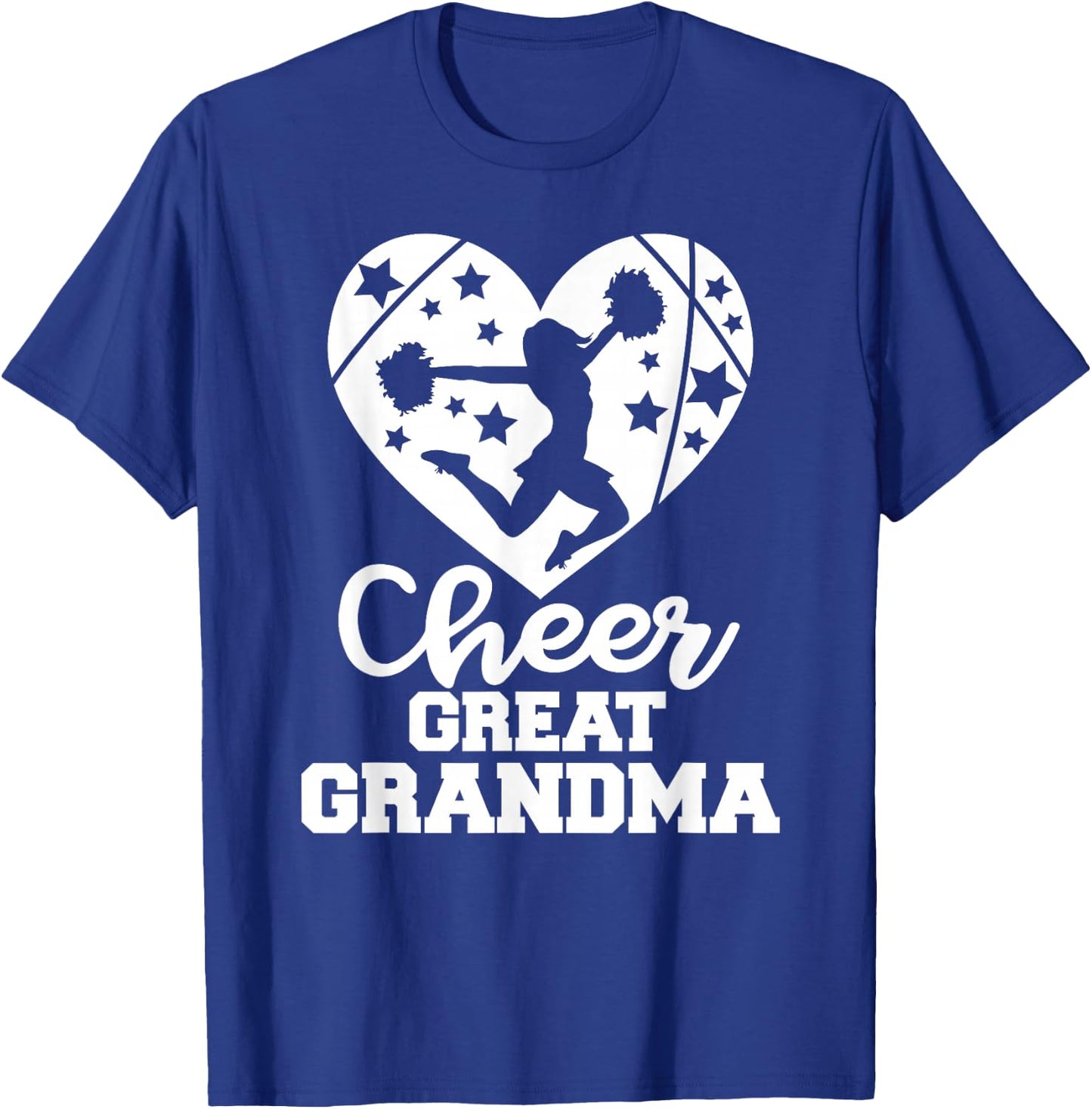 Cheer Great Grandma Heart Funny Cheerleader T-Shirt - T-Shirt | Royal