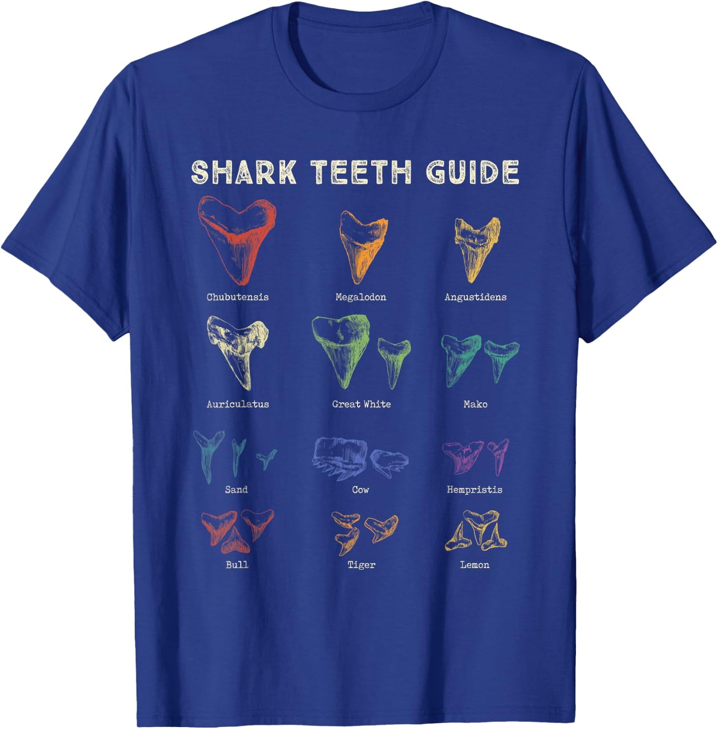 Retro Shark Teeth Guide Fossil Tooth Collector T-Shirt - T-Shirt | Royal