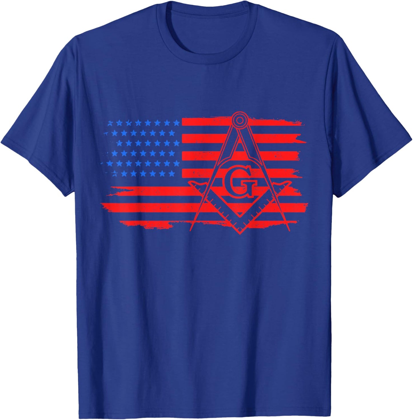 Mason Masonic US Flag Square T-Shirt - T-Shirt | Royal