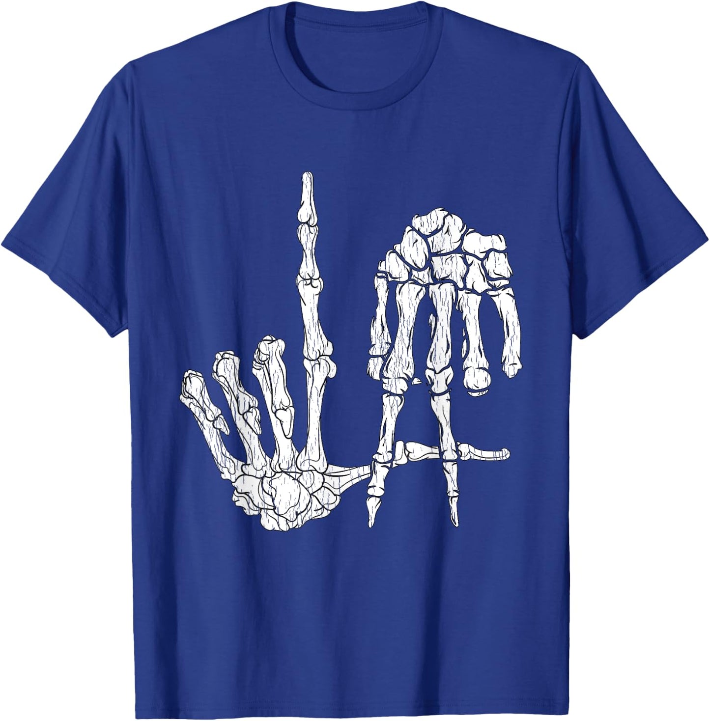 Retro LA Hands Skeleton Los Angeles Hand Sign Halloween T-Shirt - T-Shirt | Royal