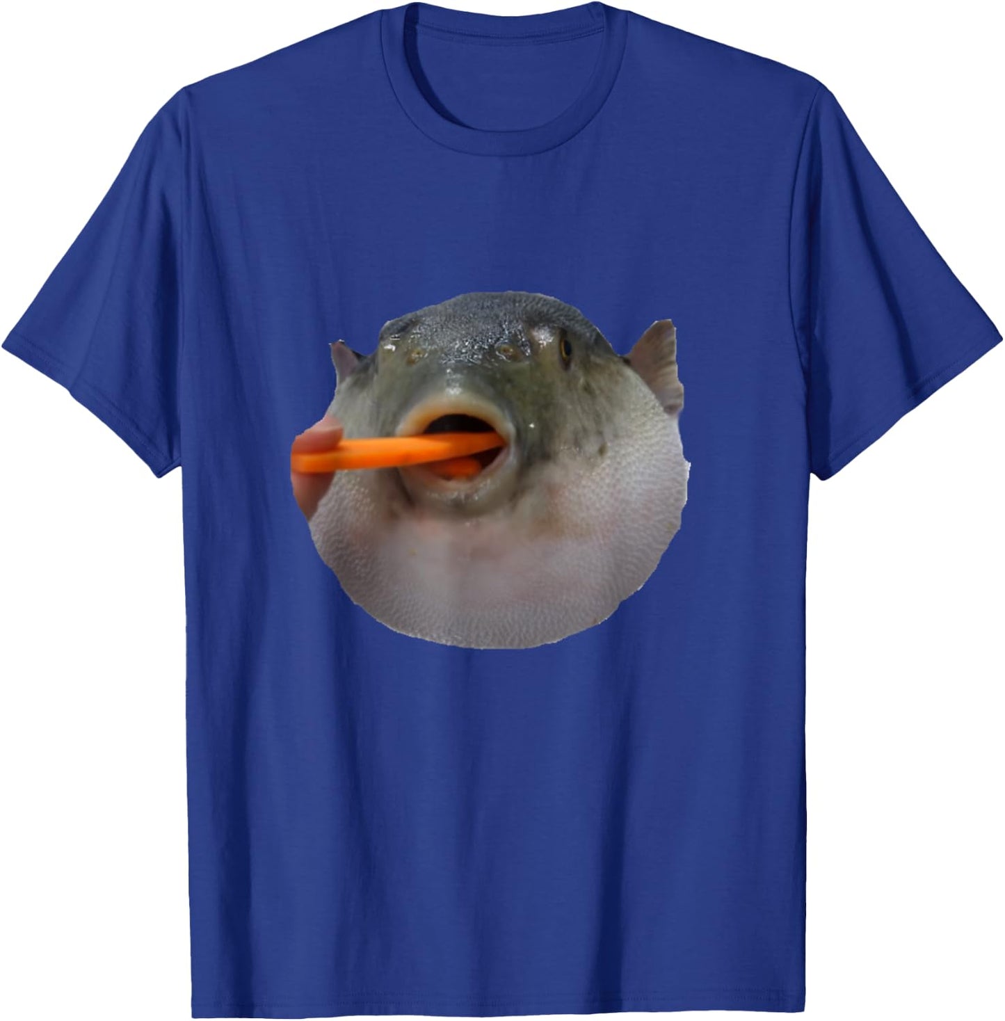 Pufferfish Eating a Carrot Meme T-Shirt - T-Shirt | Royal