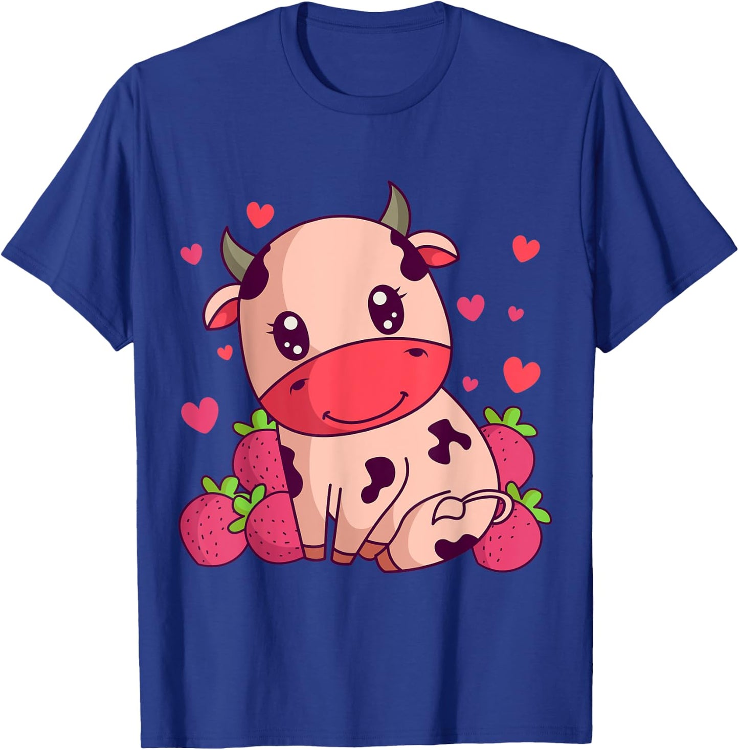 Kawaii Strawberry Milk Cow Farmers Cute Pink Cow T-Shirt - T-Shirt | Royal