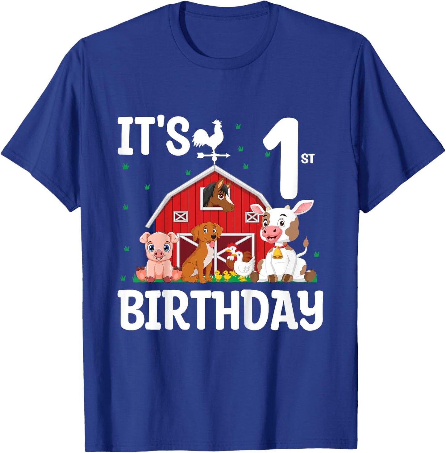 It's My 1st Birthday Farm Animal 1 Year Old Birthday Party T-Shirt - T-Shirt | Royal