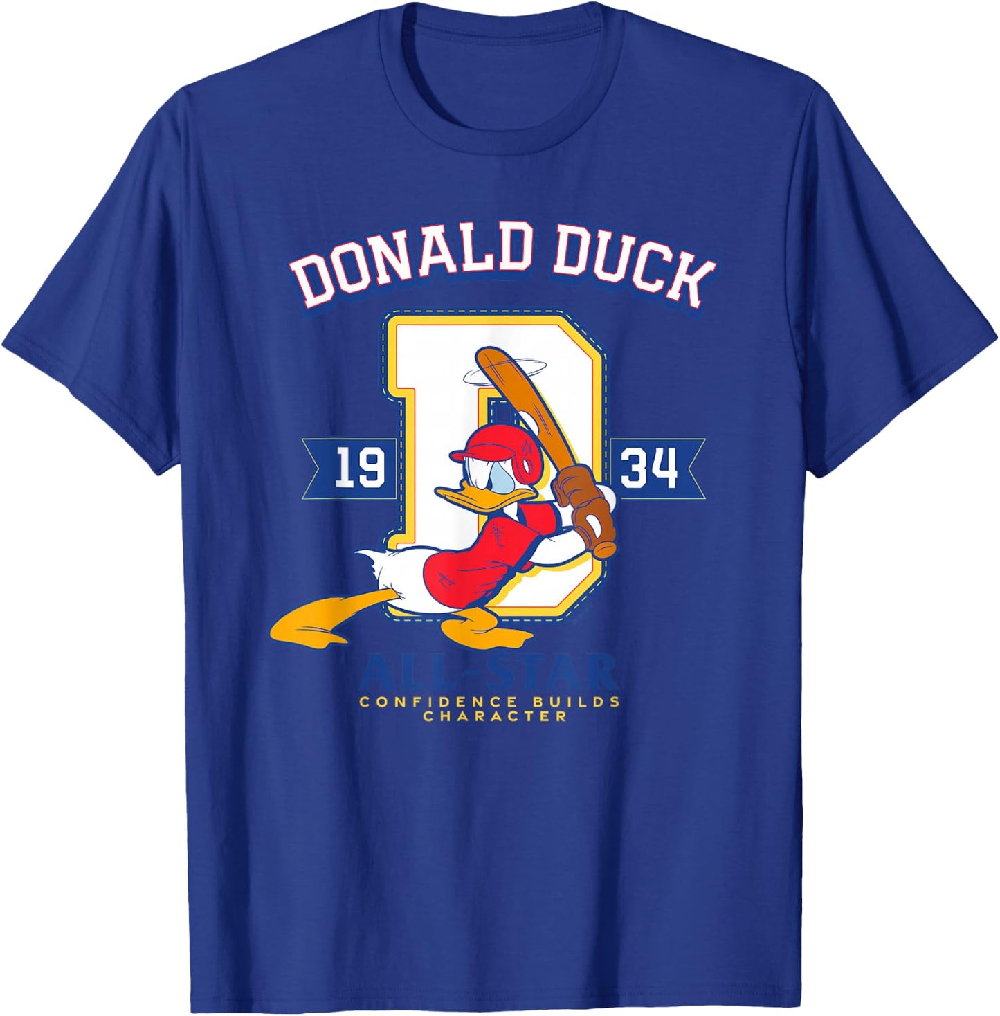 Disney Donald Duck Baseball 1934 All-Star Confidence Sports T-Shirt - T-Shirt | Royal