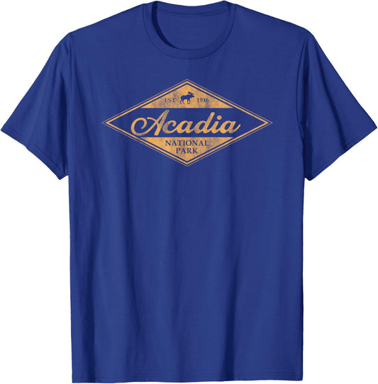 Retro Acadia National Park Maine Kids Hiking T-Shirt - T-Shirt | Royal