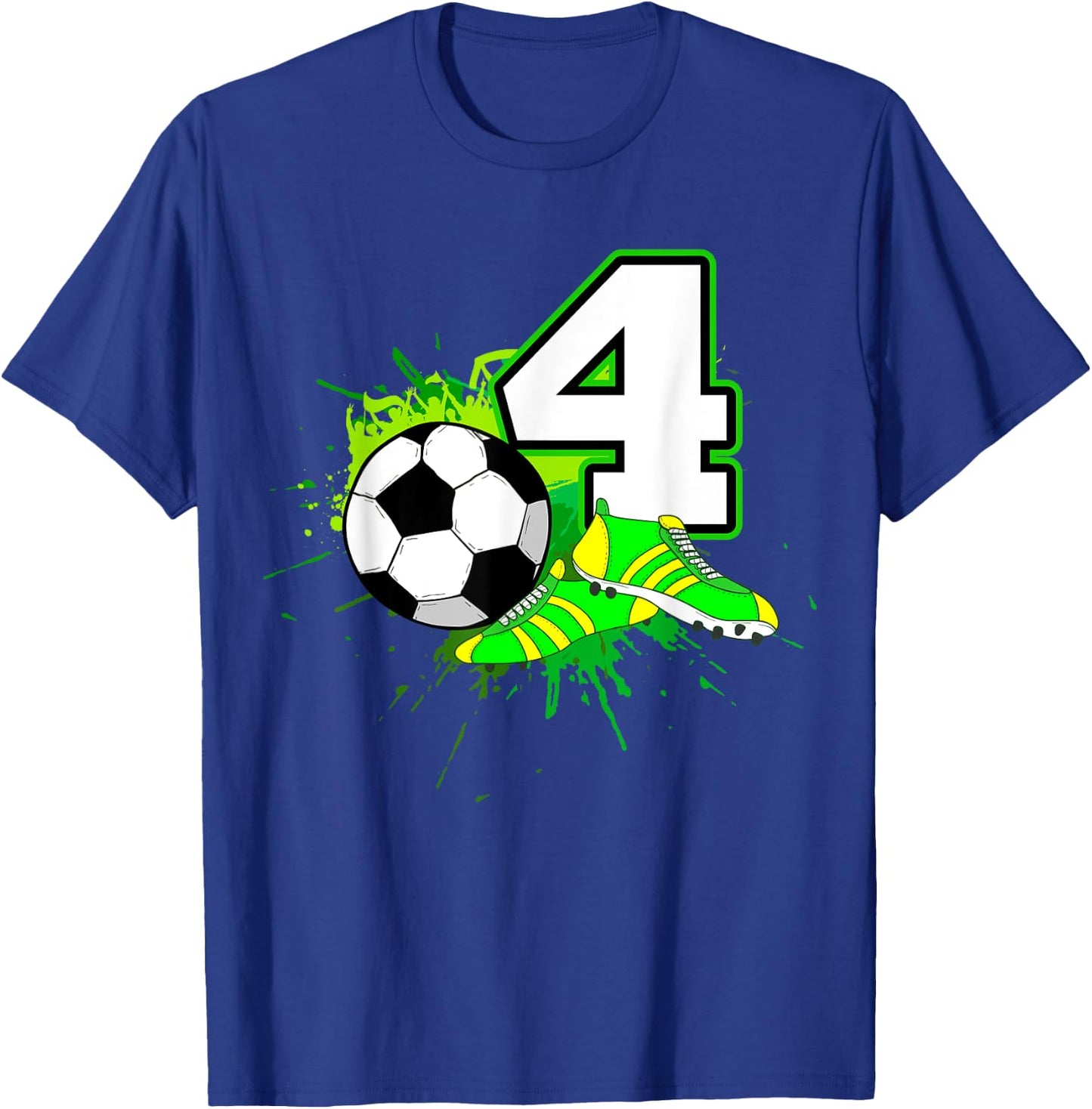 4th Birthday Soccer Football Sport 4 Year Old Funny B-Day T-Shirt - T-Shirt | Royal