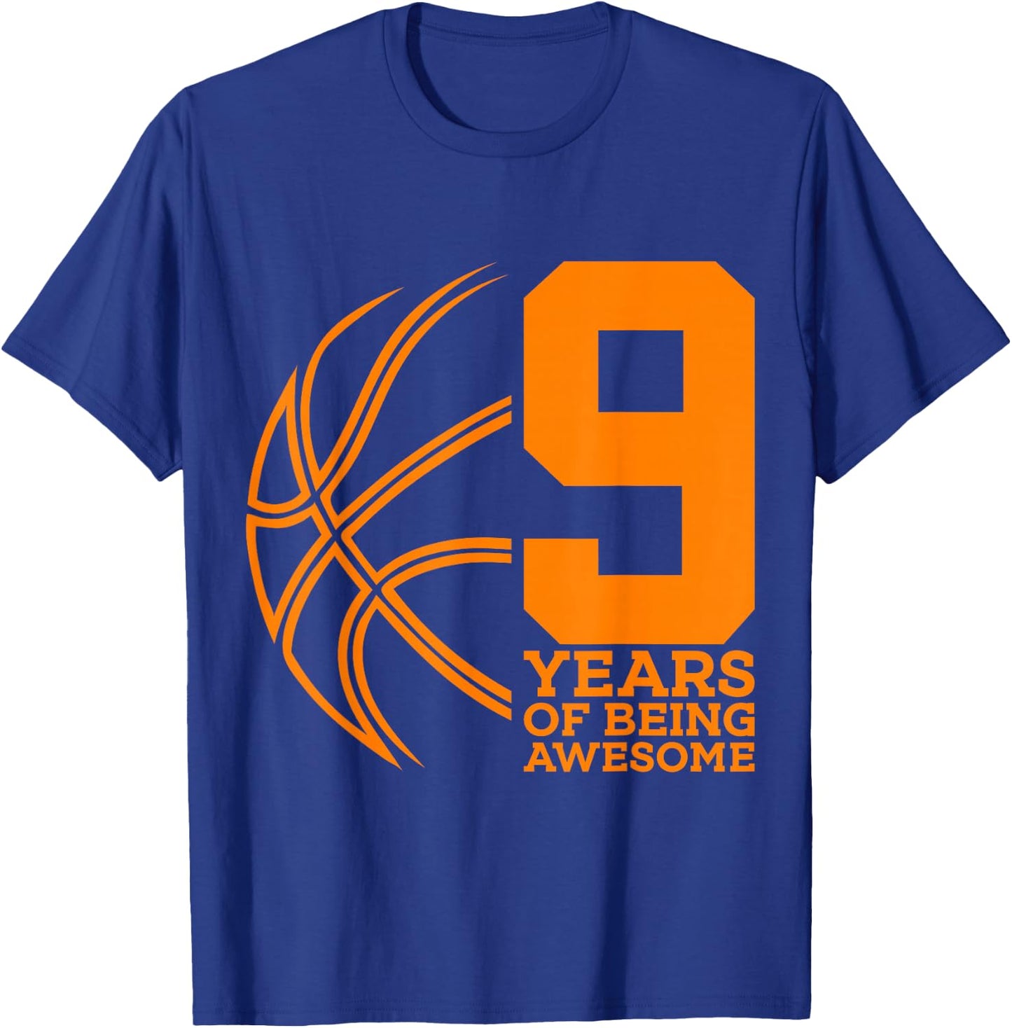 9 Years of Being Awesome Basketball 9th Birthday T-Shirt - T-Shirt | Royal