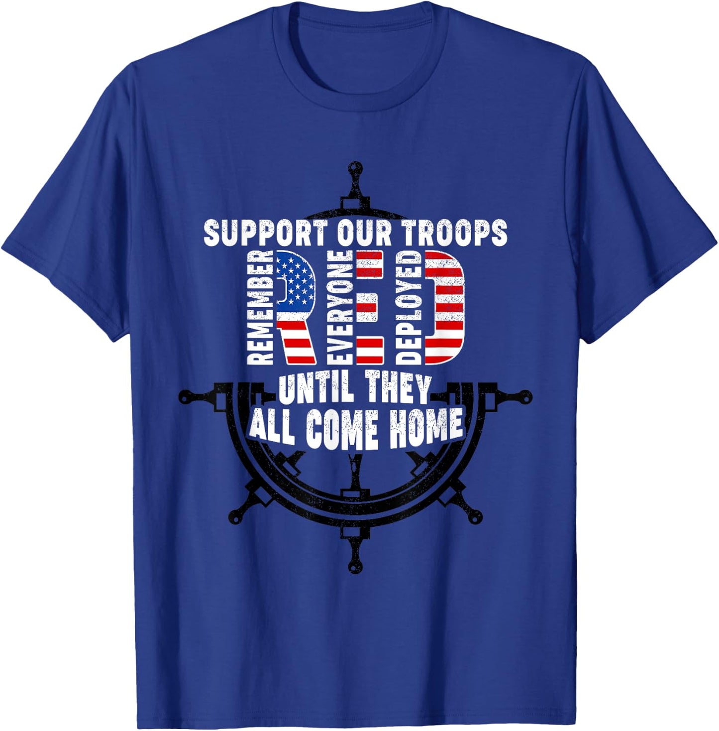 On Friday We Wear Red Friday Navy Support Troops US Flag T-Shirt - T-Shirt | Royal
