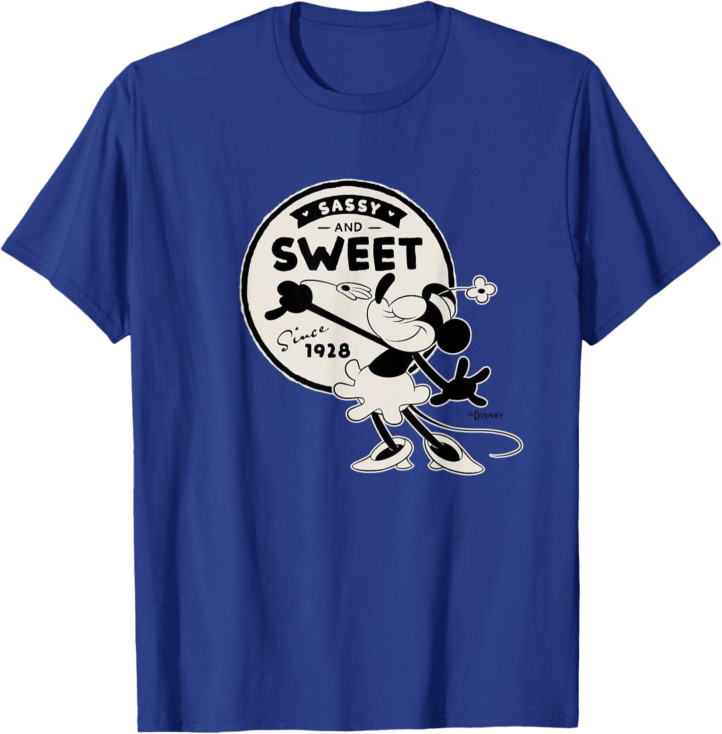 Disney 100 Minnie Mouse Sassy and Sweet Since 1928 D100 T-Shirt - T-Shirt | Royal