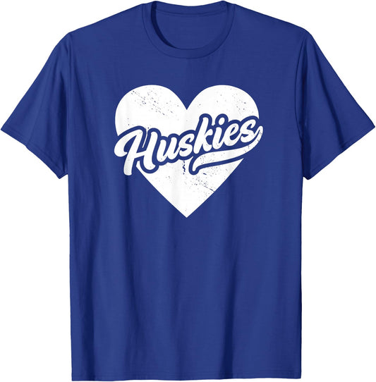 Vintage Huskies School Spirit Go Huskies Love T-Shirt - T-Shirt | Royal