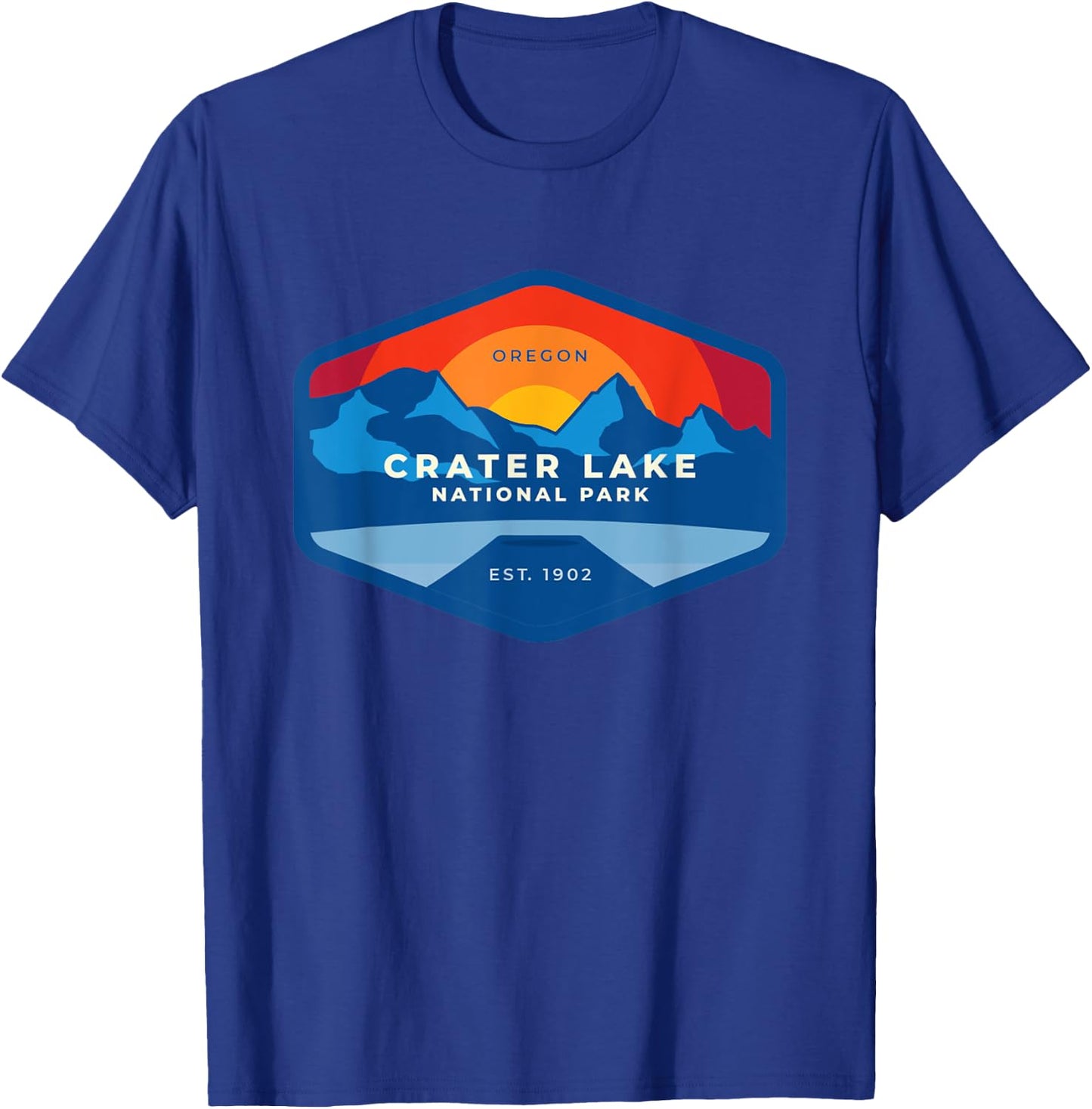 Vintage Sunset At Crater Lake National Park Oregon T-Shirt - T-Shirt | Royal