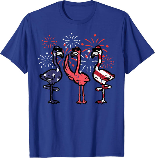 4th July American Flamingos US Flag Patriotic Men Women Kids T-Shirt - T-Shirt | Royal