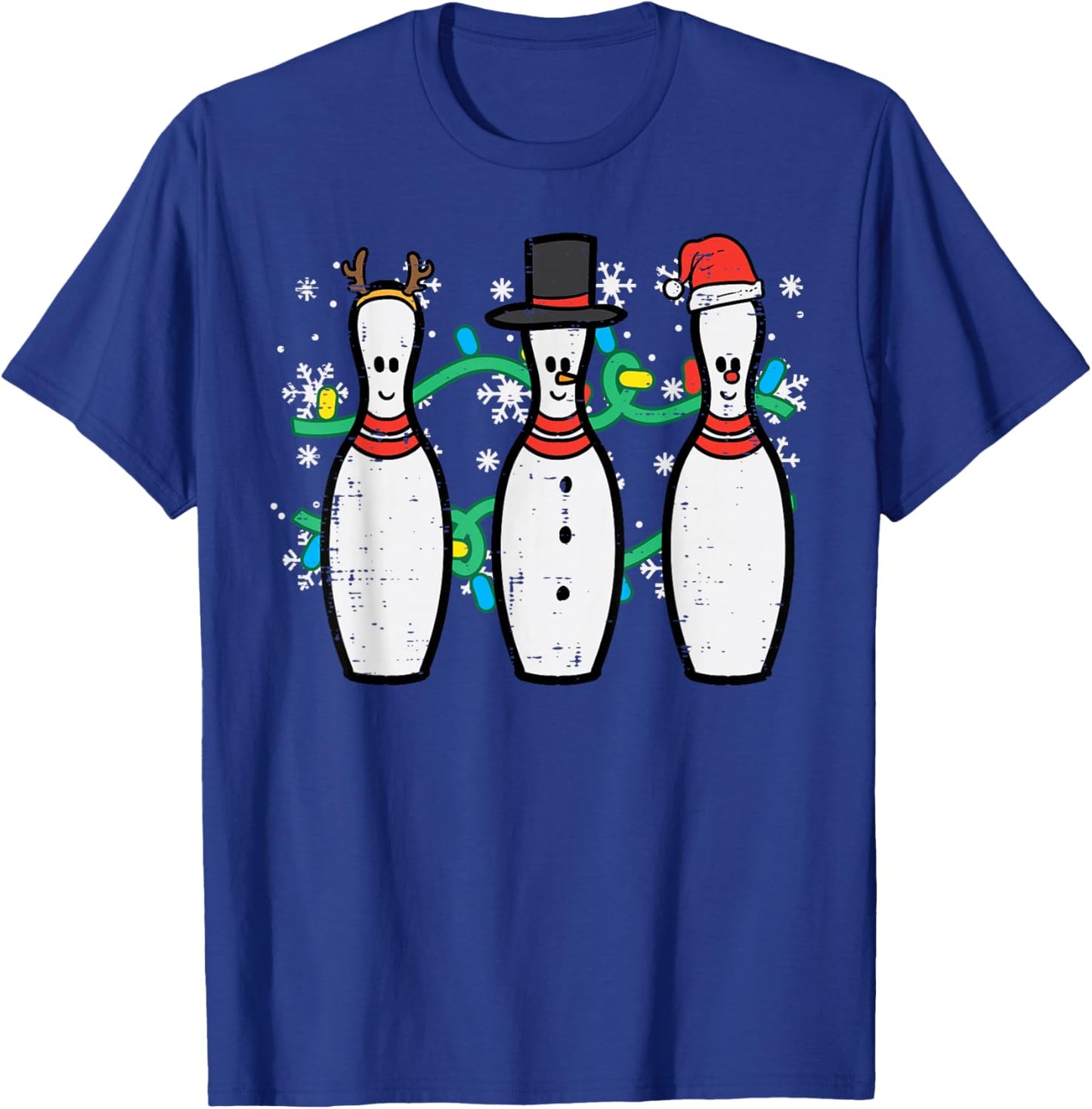 Christmas Bowling Funny Xmas Sports Bowler Men Women Kids T-Shirt - T-Shirt | Royal