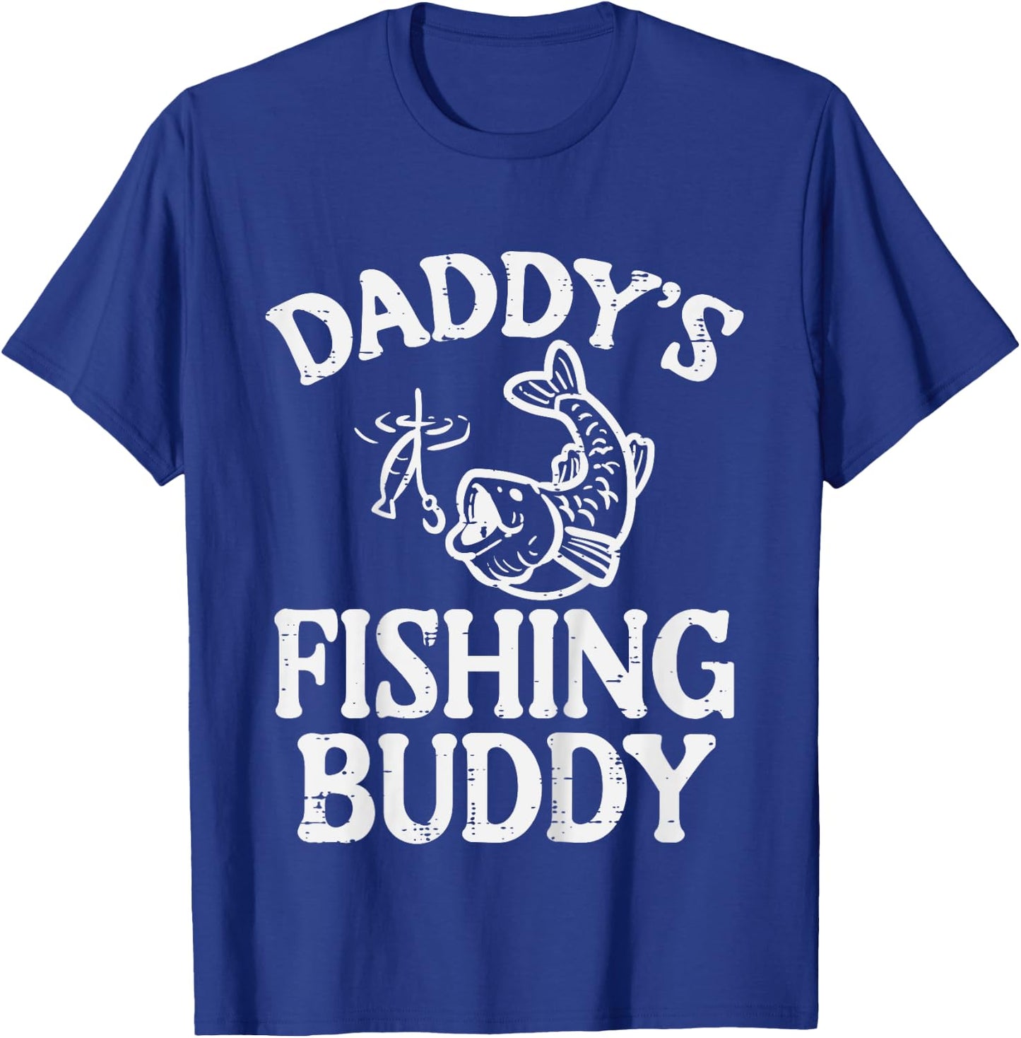 Kids Daddys Fishing Buddy Cute Girls Boys Son Kids Toddler Youth T-Shirt - T-Shirt | Royal
