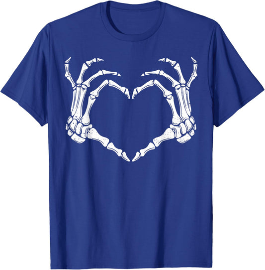 Skeleton Hands Heart Sign Retro Halloween Costume Women Men T-Shirt - T-Shirt | Royal