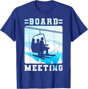Snowboard Board Meeting Ski Lift Skier Winter Sports T-Shirt - T-Shirt | Royal