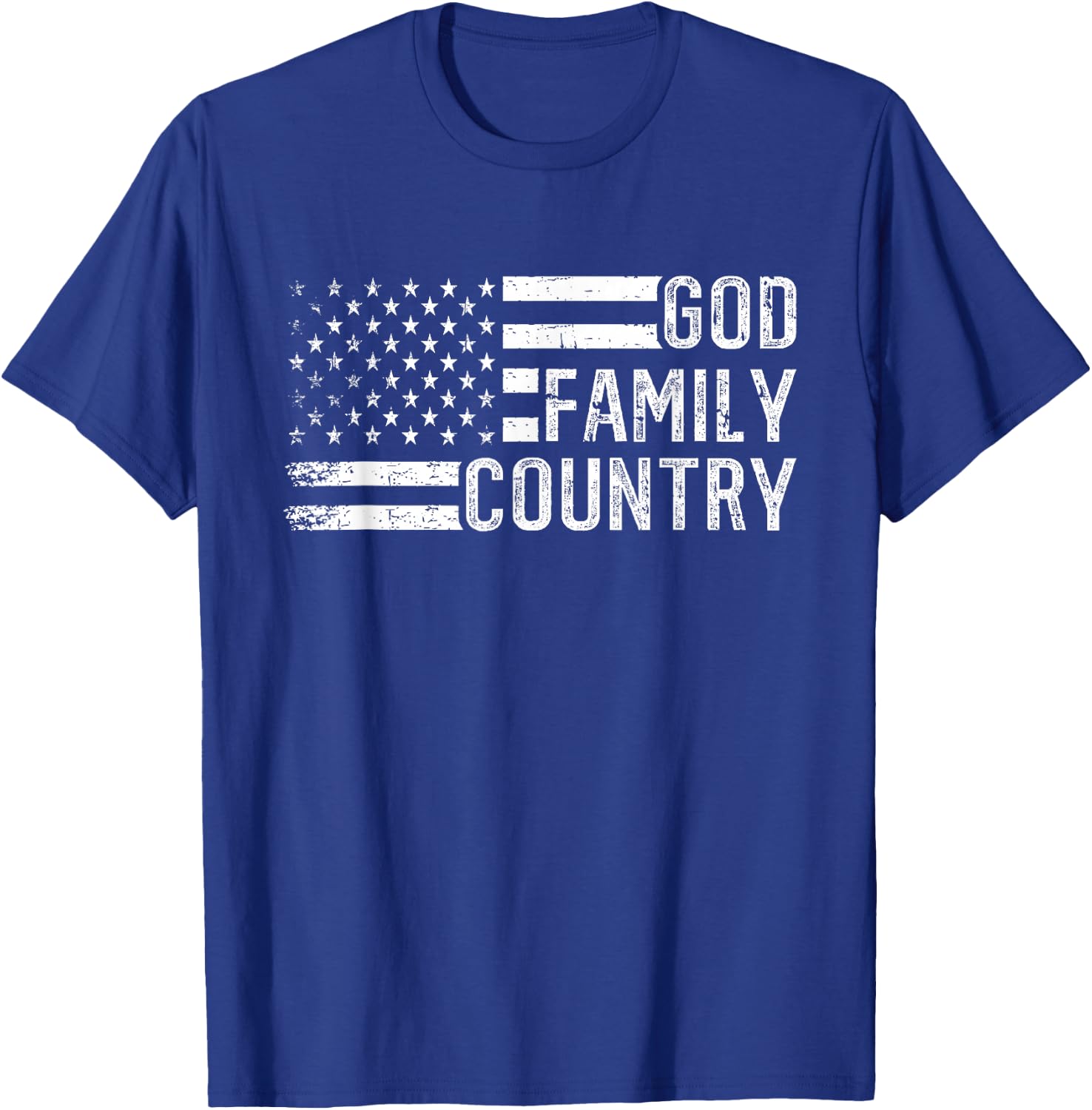 God Family Country - Patriotic Christian US Flag T-Shirt - T-Shirt | Royal