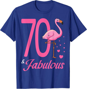 70 & Fabulous Flamingo Birthday 70th Party Celebration T-Shirt - T-Shirt | Royal