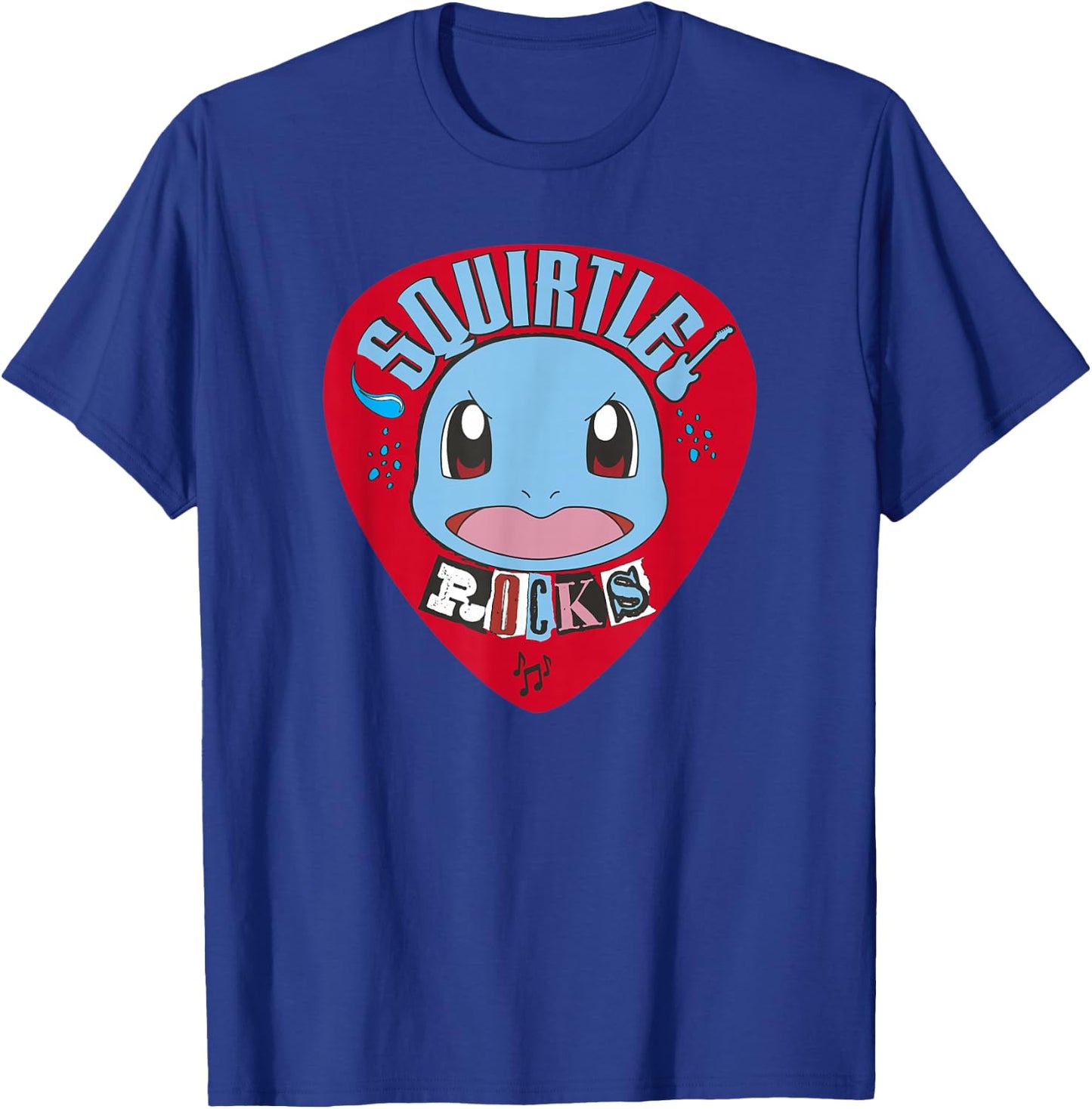 Pokémon Squirtle Rocks Retro Guitar Pick Portrait T-Shirt - T-Shirt | Royal