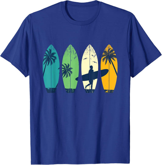 Retro Vintage Surfing Girl - Surfers Surfingboard Beach Wave T-Shirt - T-Shirt | Royal