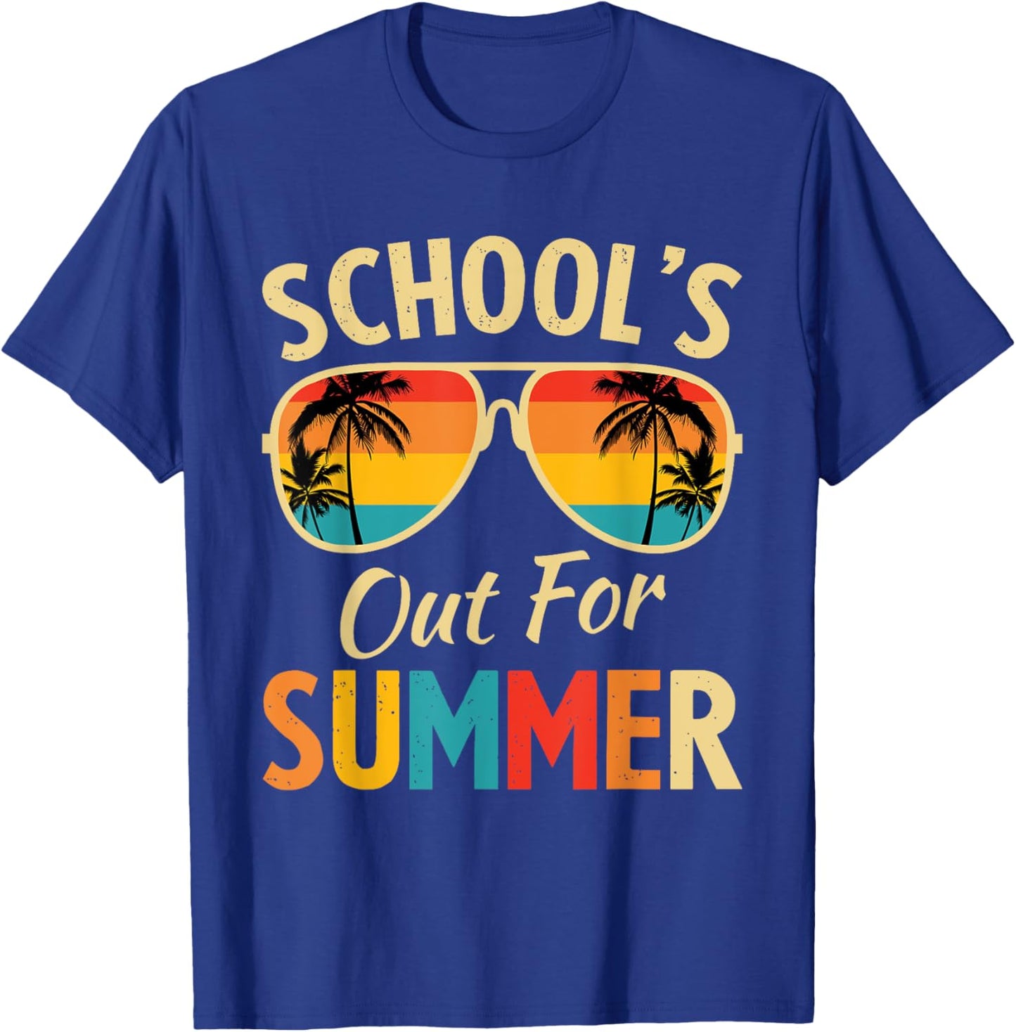 Last Day Of School Retro Schools Out For Summer Teacher T-Shirt - T-Shirt | Royal
