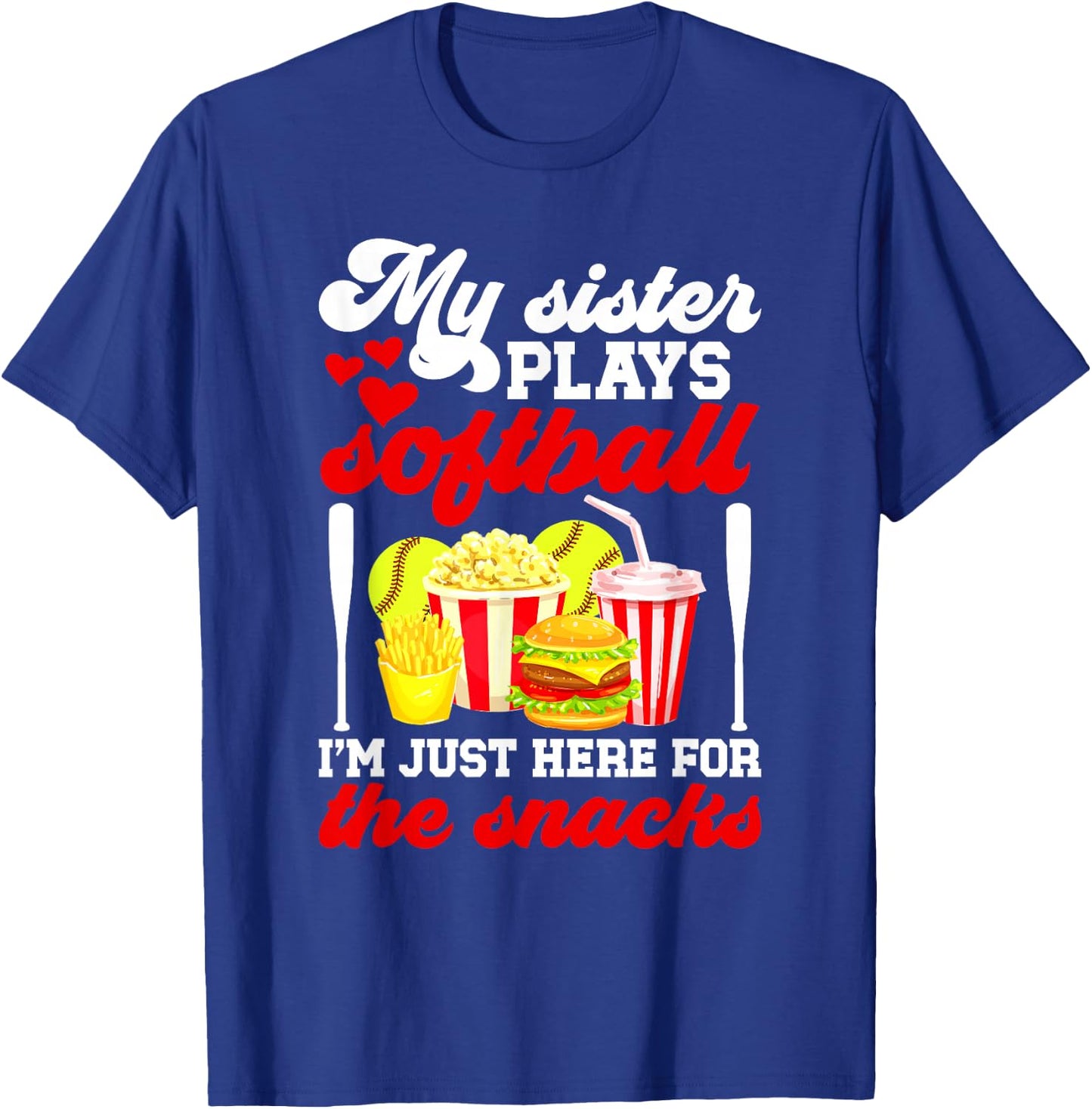 My Sister Plays Softball Sister Of A Softball Player Sister T-Shirt - T-Shirt | Royal