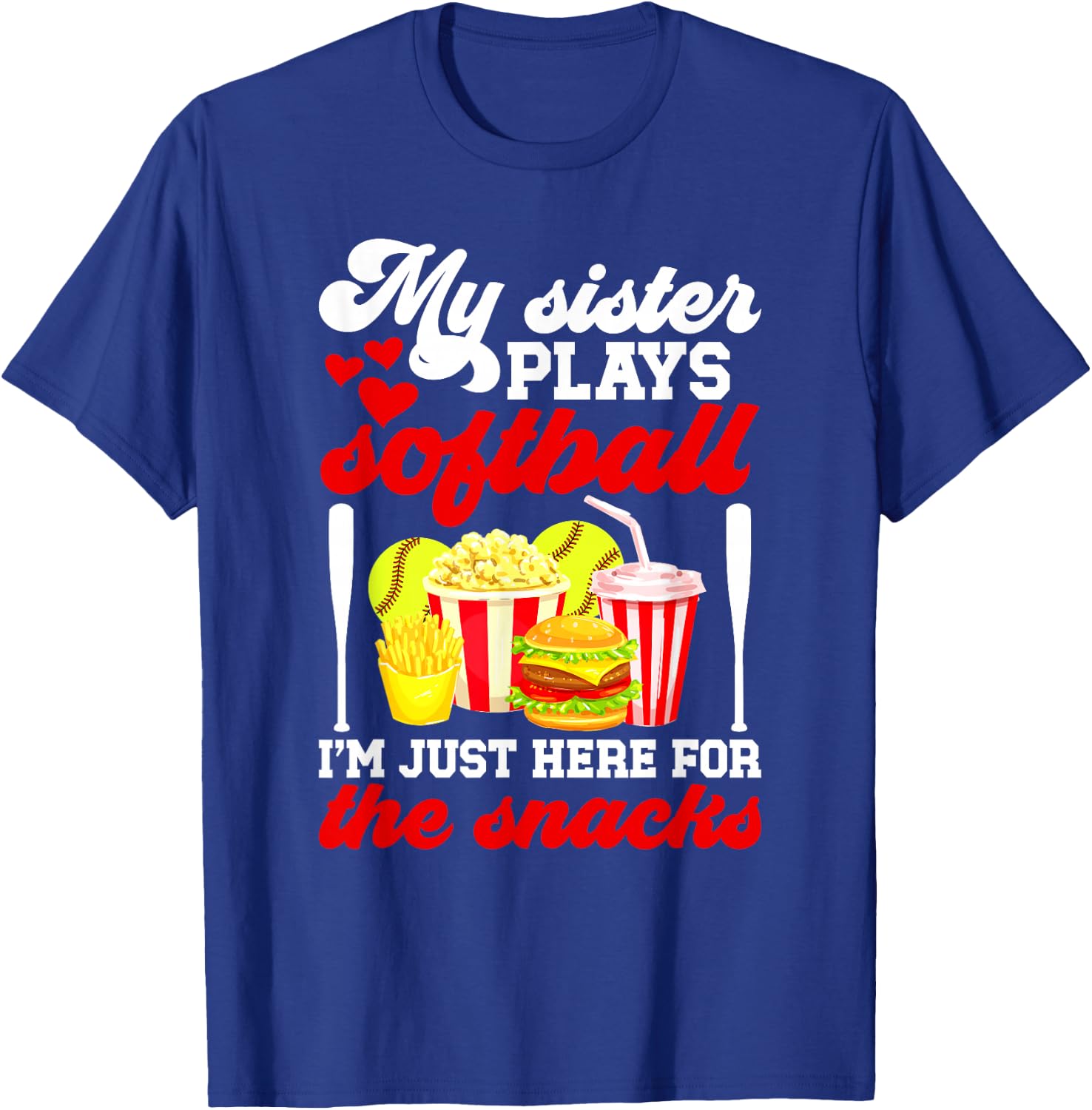 My Sister Plays Softball Sister Of A Softball Player Sister T-Shirt - T-Shirt | Royal