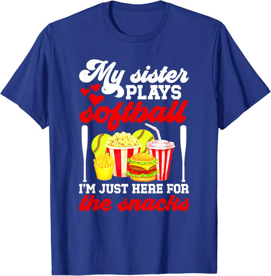 My Sister Plays Softball Sister Of A Softball Player Sister T-Shirt - T-Shirt | Royal