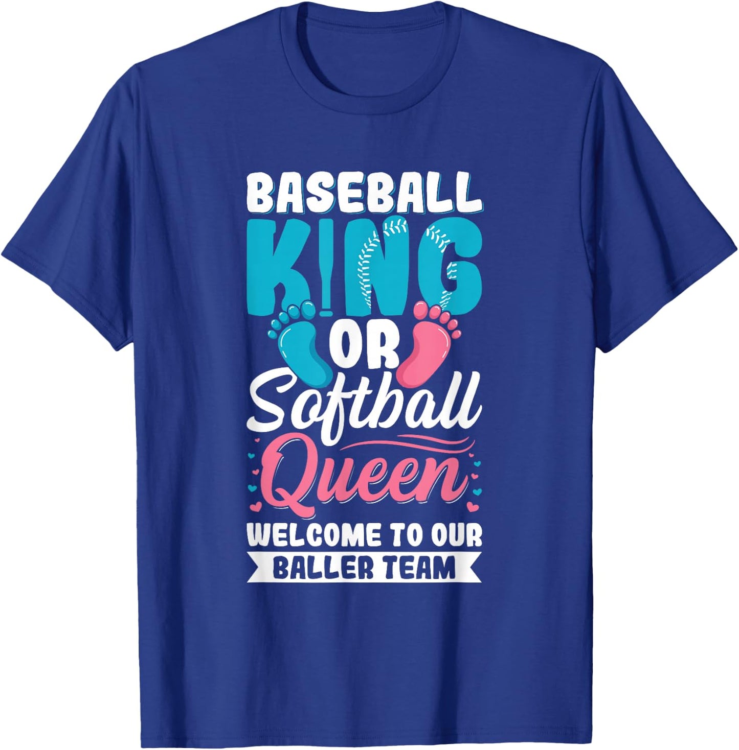 Baseball Gender Reveal Party Design for a Baseball Player T-Shirt - T-Shirt | Royal