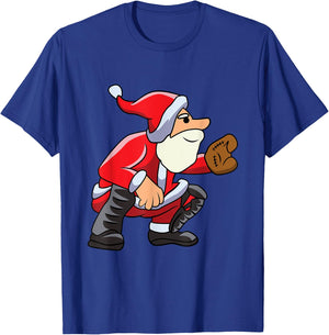 Catcher Baseball Santa Christmas Sport Xmas Pajama Boys Kids T-Shirt - T-Shirt | Royal