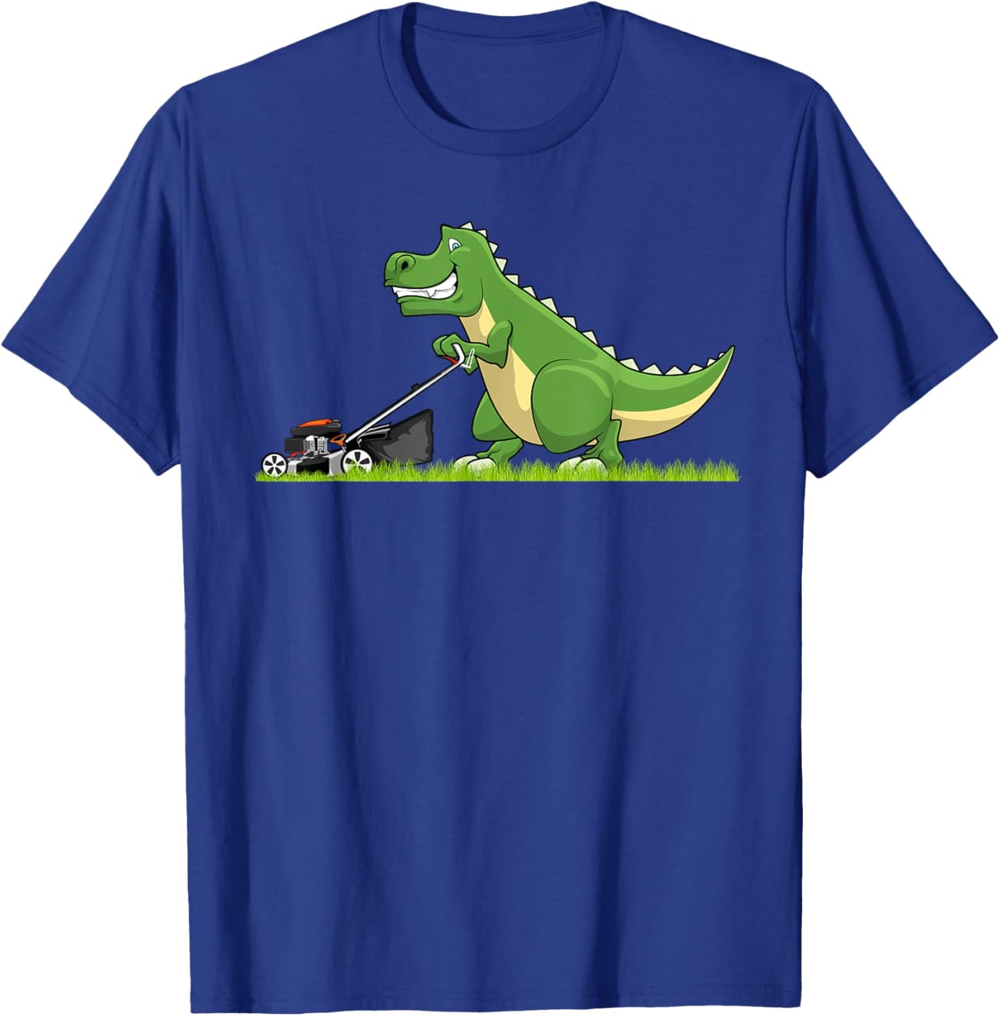 Cool Lawn Mowing Art Boys Kids Lawnmower Dinosaur T-Shirt - T-Shirt | Royal
