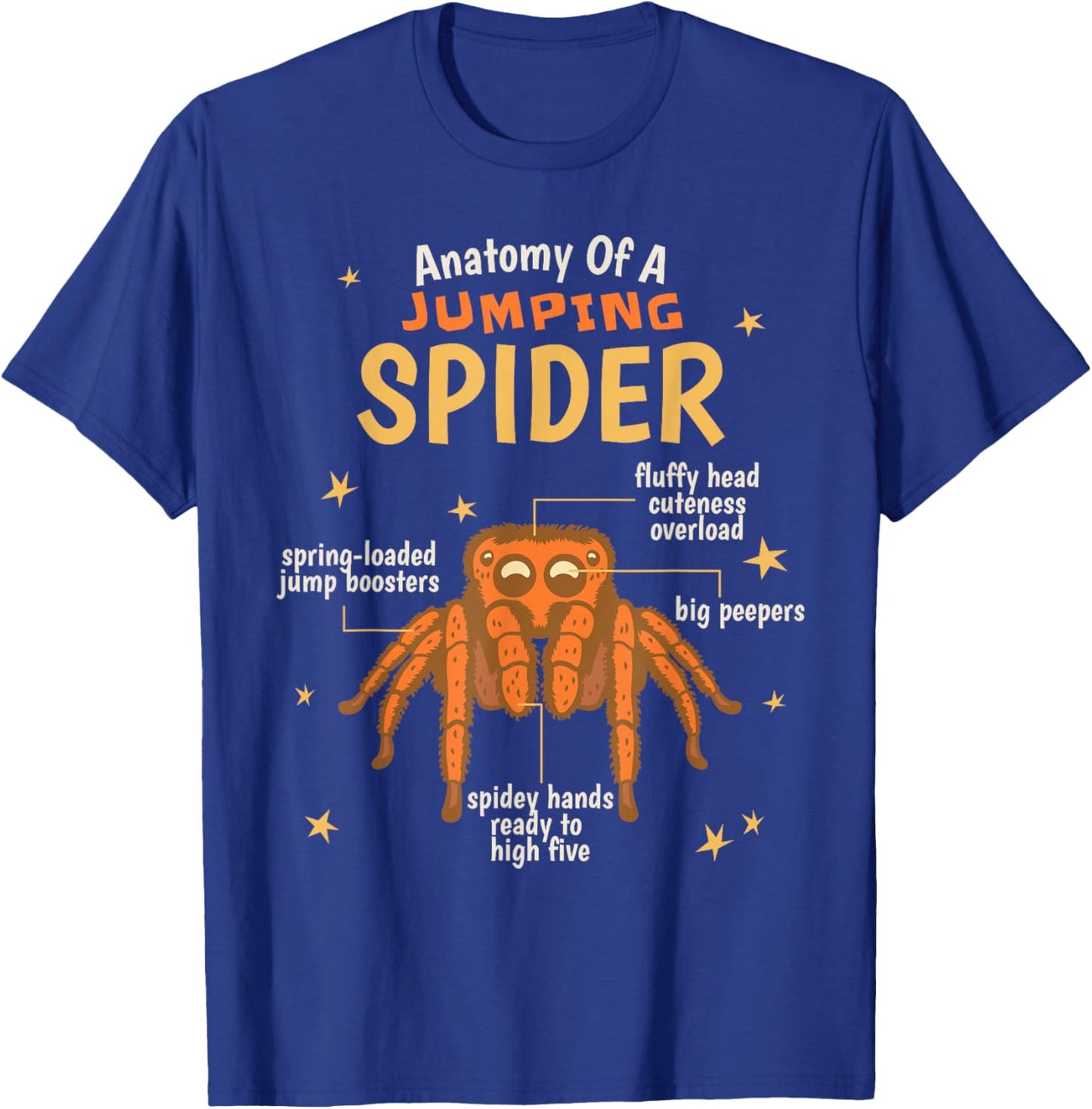 Jumping Spider Anatomy Kawaii T-Shirt - T-Shirt | Royal